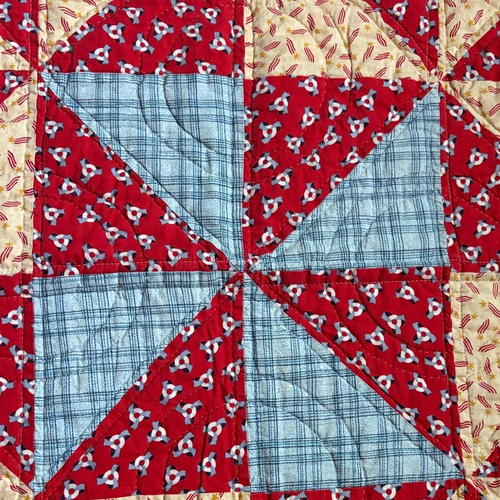 Red and Cream Patchwork Quilt